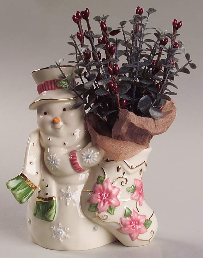 Petals & Pearls 6" Snowman Bud Vase by Lenox-1