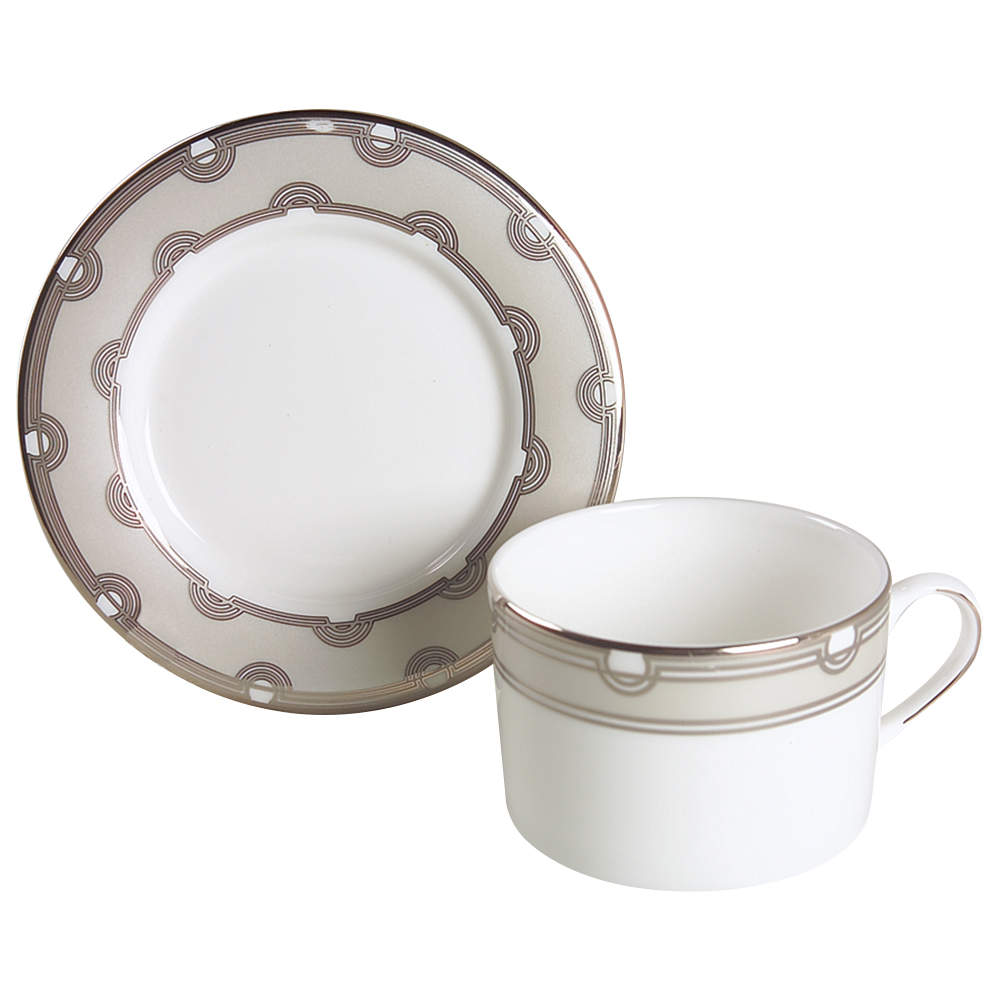 Corona Grove Platinum Flat Cup & Saucer Set by Lenox-1
