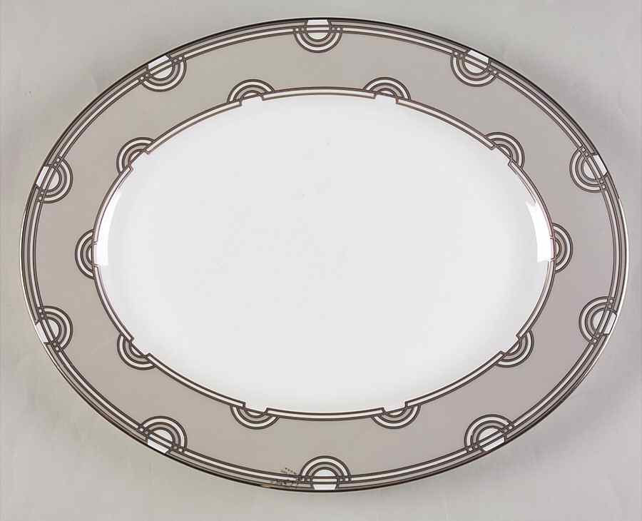 Corona Grove Platinum 13" Oval Serving Platter by Lenox-1