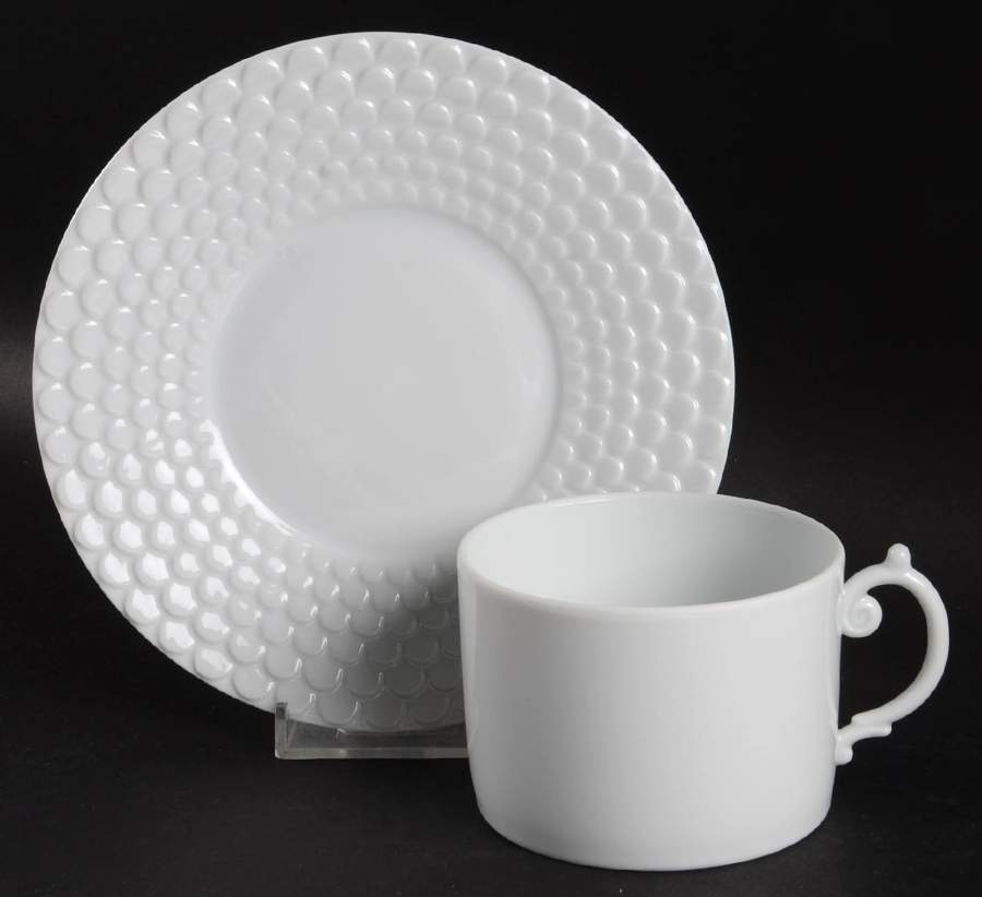 Aegean White Flat Cup & Saucer Set by L'Objet-1