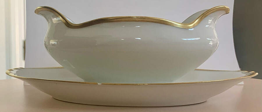 LIM400 Gravy Boat with Attached Underplate by Limoges-French-1