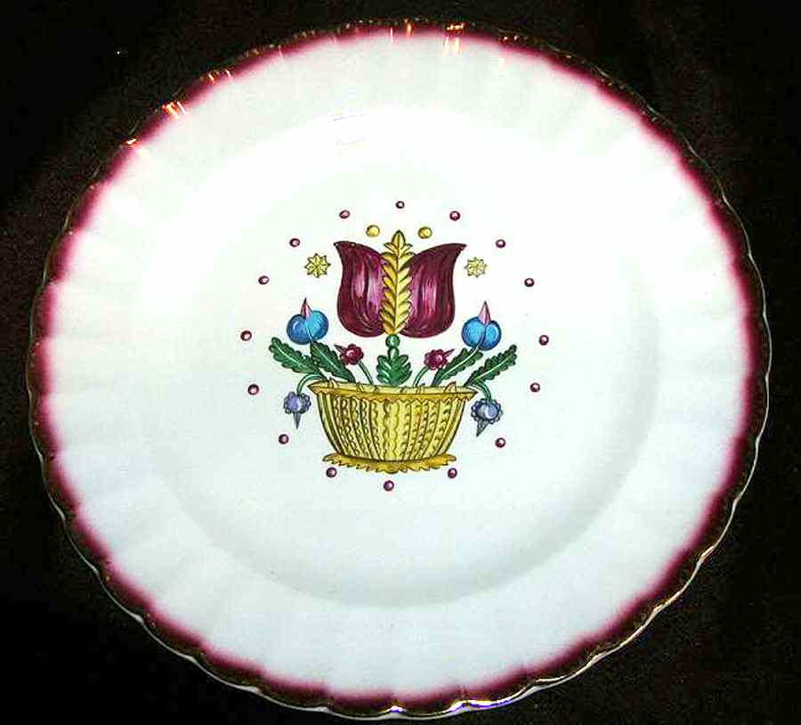 Dutch Tulip (Red Edge) Dinner Plate by Limoges-American-1
