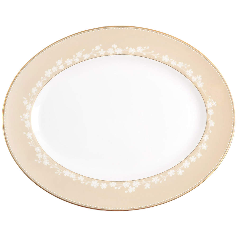 Bellina (Gold Trim) 13" Oval Serving Platter by Lenox-1
