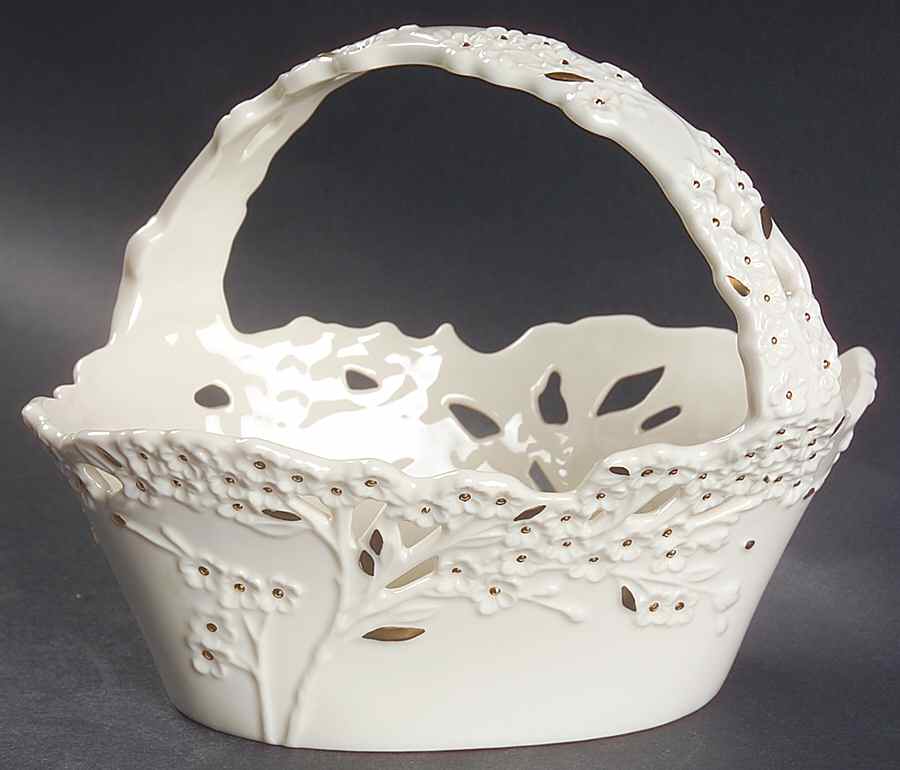 Cherry Blossom Medium Basket with Handle by Lenox-1