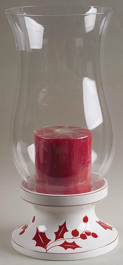 Holly Silhouette Hurricane Lamp & Globe by Lenox-1