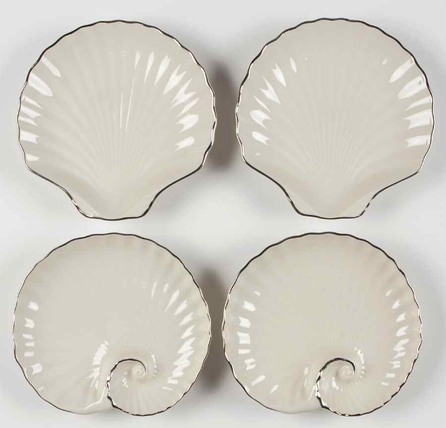 Sea, Sand and Sky Ivory Tidbit Plate - Set of 4 (2 Each Motif 1 & 2) by Lenox-1