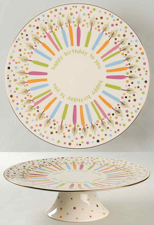 Candles & Confetti (2 Piece Base & Plate) Musical Cake Stand by Lenox-1