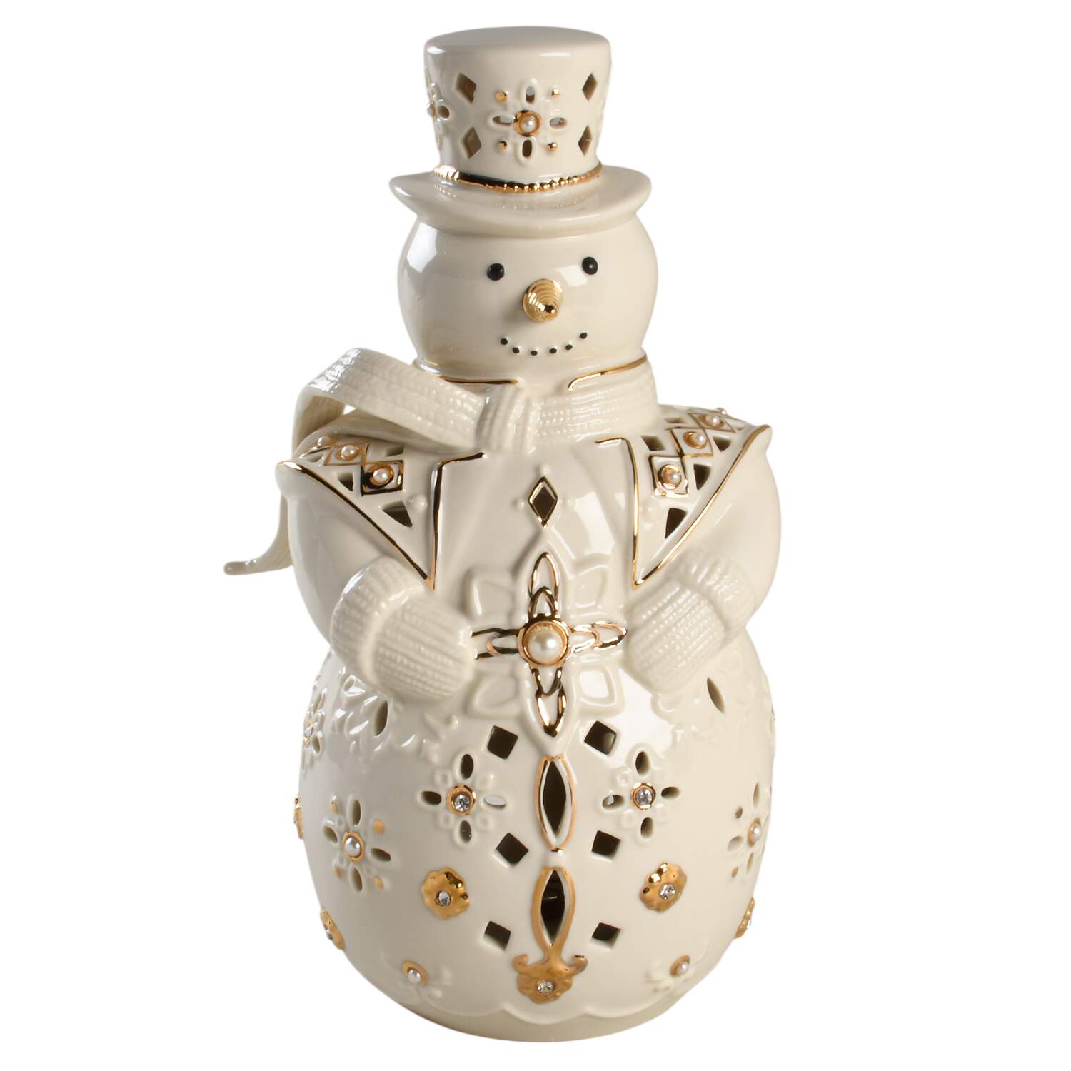 Florentine & Pearl Lighted Snowman Figurine by Lenox-1