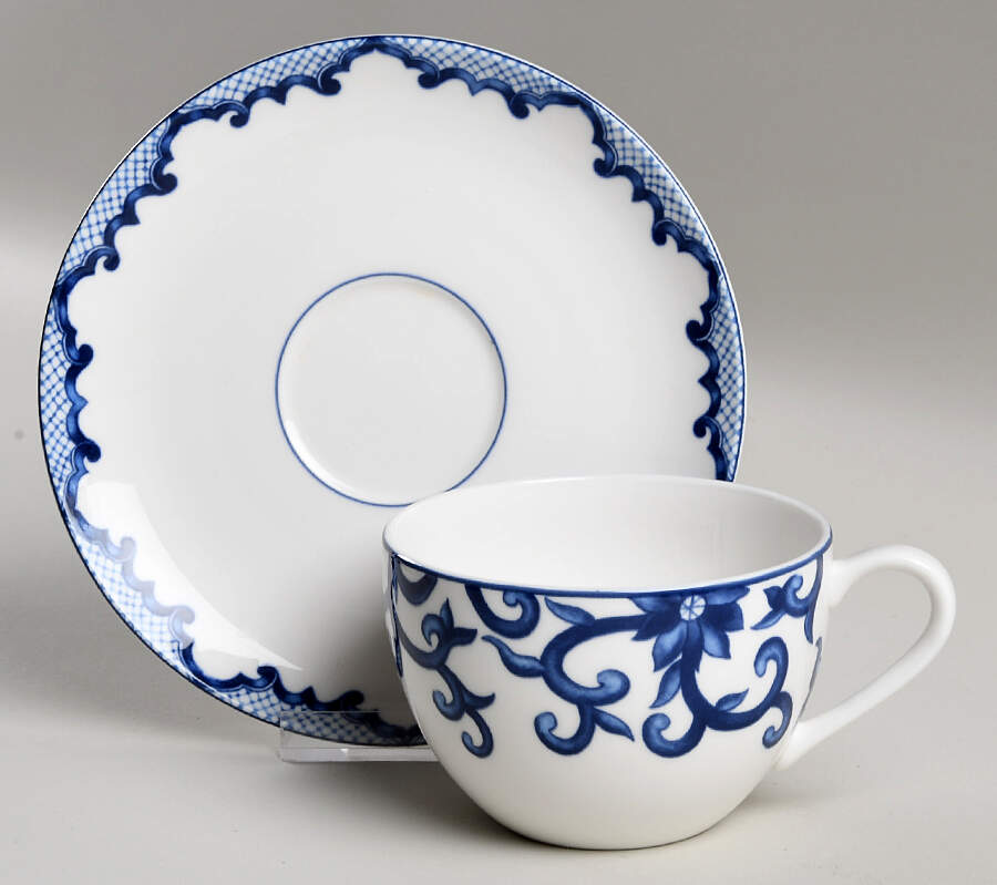 Mandarin Blue Flat Cup & Saucer Set by Ralph Lauren China-1