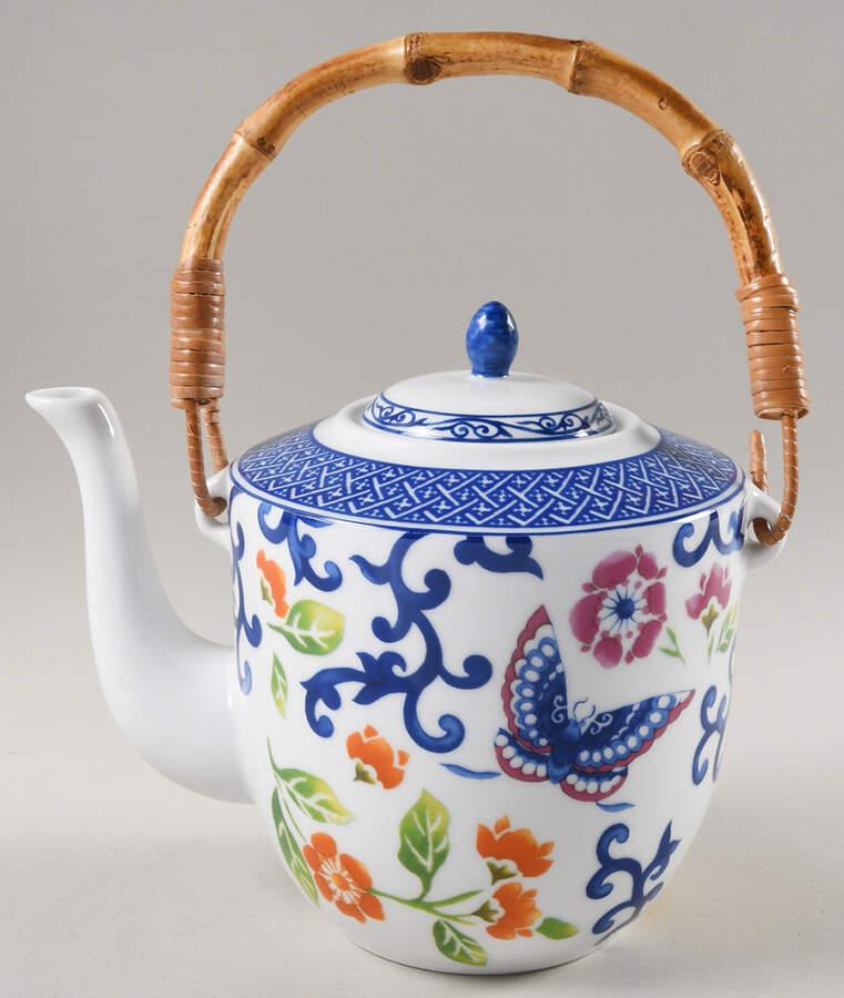 Mandarin Blue Teapot & Lid with Removable Top Handle by Ralph Lauren China-1