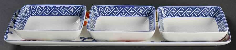 Mandarin Blue Condiment Set-3 Open Bowls & Tray by Ralph Lauren China-1