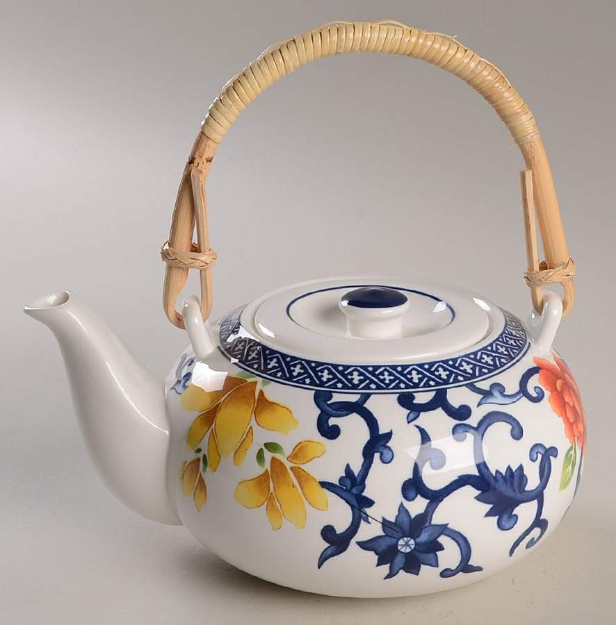 Mandarin Blue Wood Handle Teapot & Lid by Ralph Lauren China-1