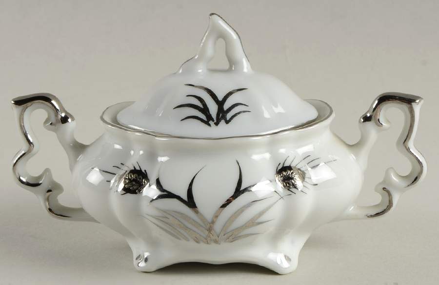 224 (Platinum Wheat & Trim) Mini Sugar Bowl & Lid by Lefton-1