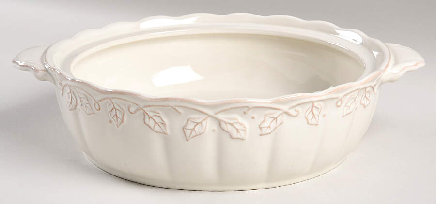 Vintage Vine Cream 2 Qt Round Covered Casserole No Lid by Longaberger-1