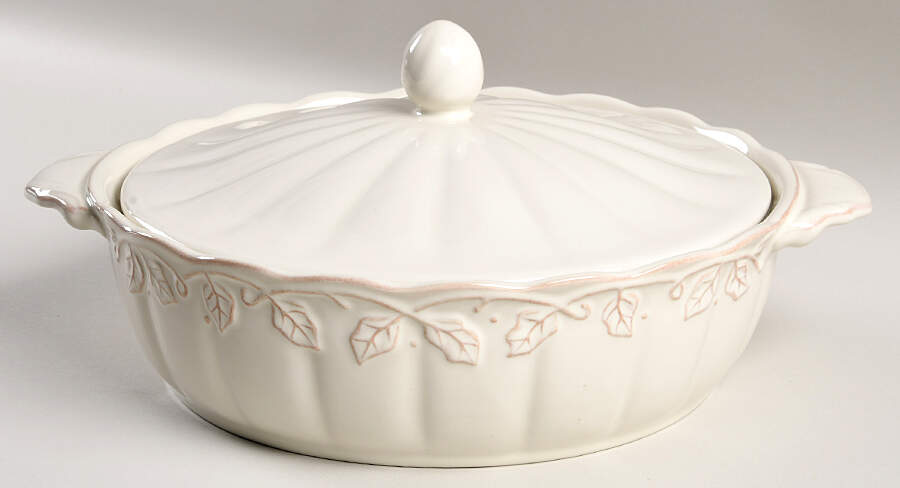 Vintage Vine Cream 2 Qt Round Covered Casserole by Longaberger-1