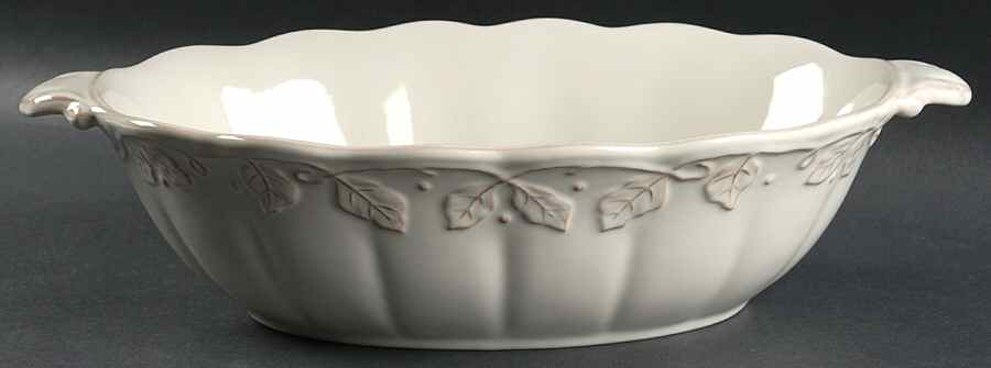 Vintage Vine Cream 14" Oval Vegetable Bowl by Longaberger-1