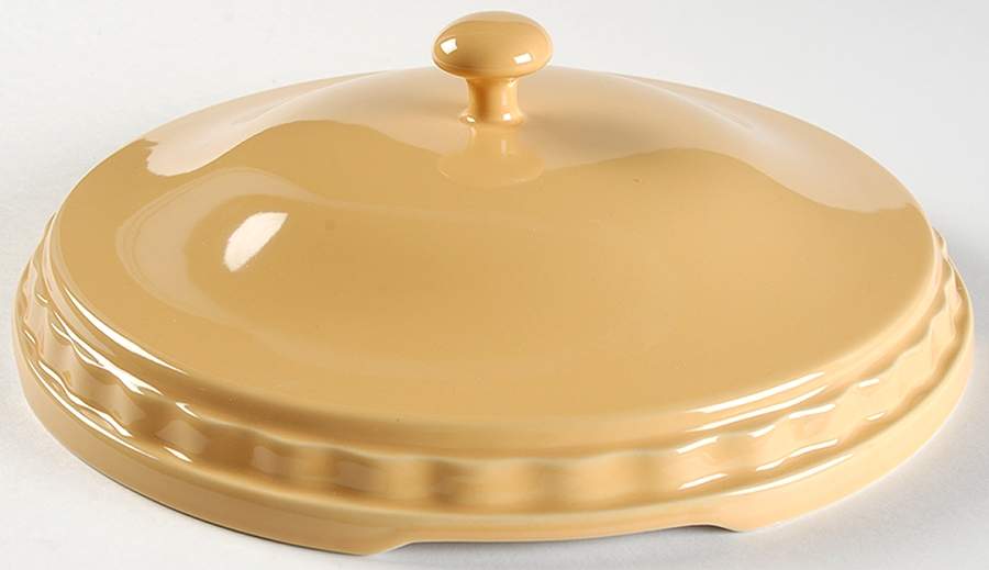 Woven Traditions Butternut Ceramic Lid for 10" Pie Baking Plate by Longaberger-1