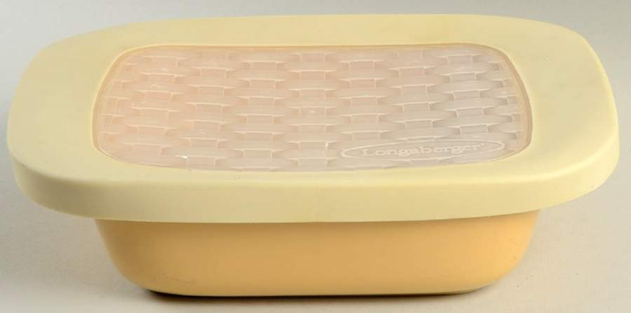 Woven Traditions Butternut 11" Square Baker & Plastic Lid by Longaberger-1