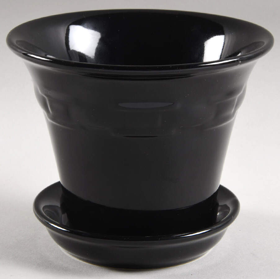 Woven Traditions Ebony 6" Flower Pot & Underplate by Longaberger-1