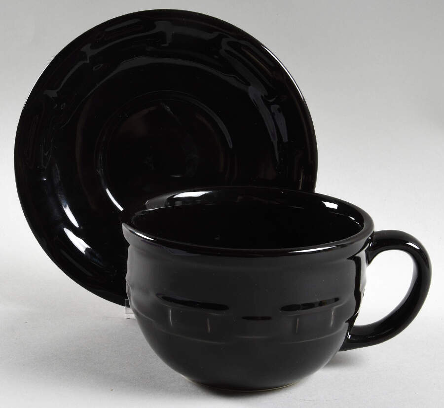 Woven Traditions Ebony Cappuccino Cup & Saucer Set by Longaberger-1