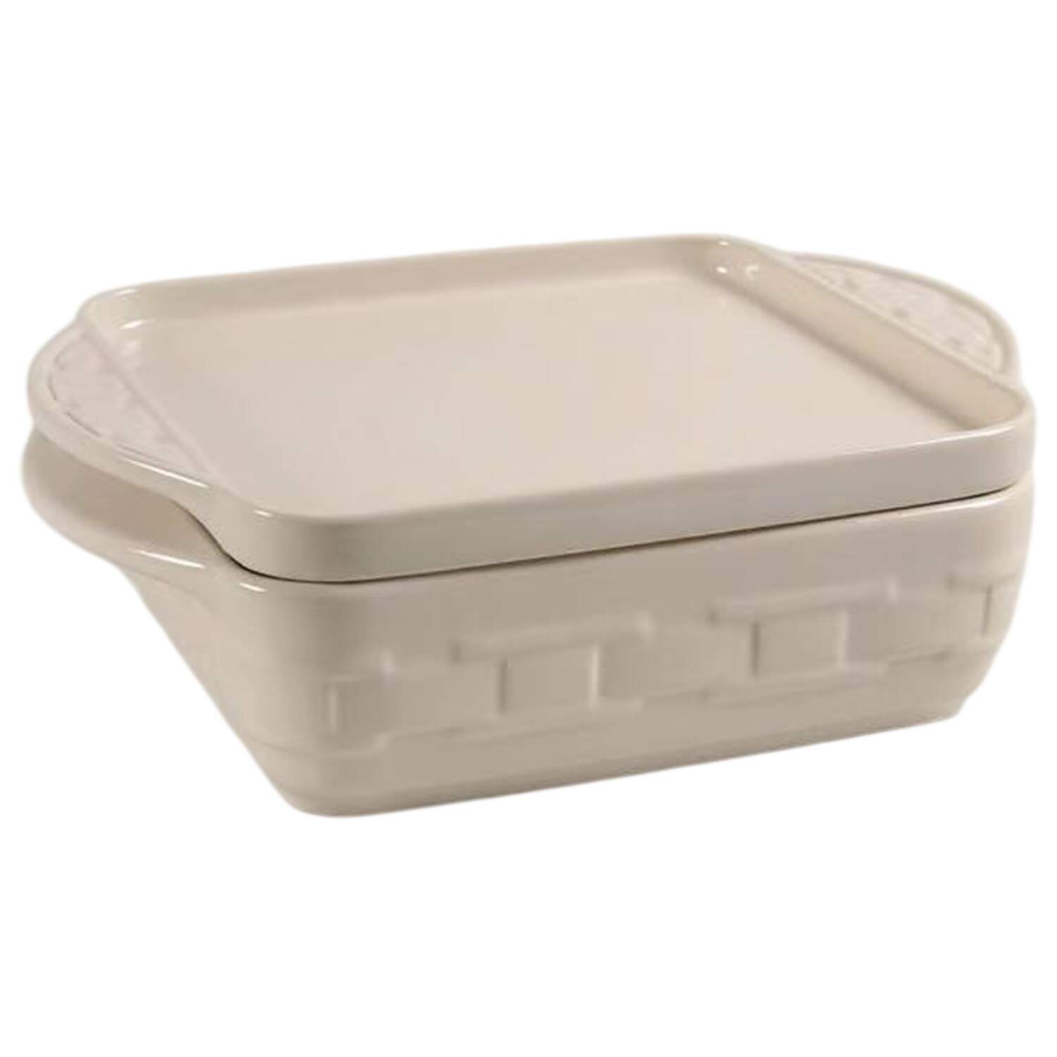 Woven Traditions Ebony 10" Square Baker & Lid/Tray by Longaberger-1