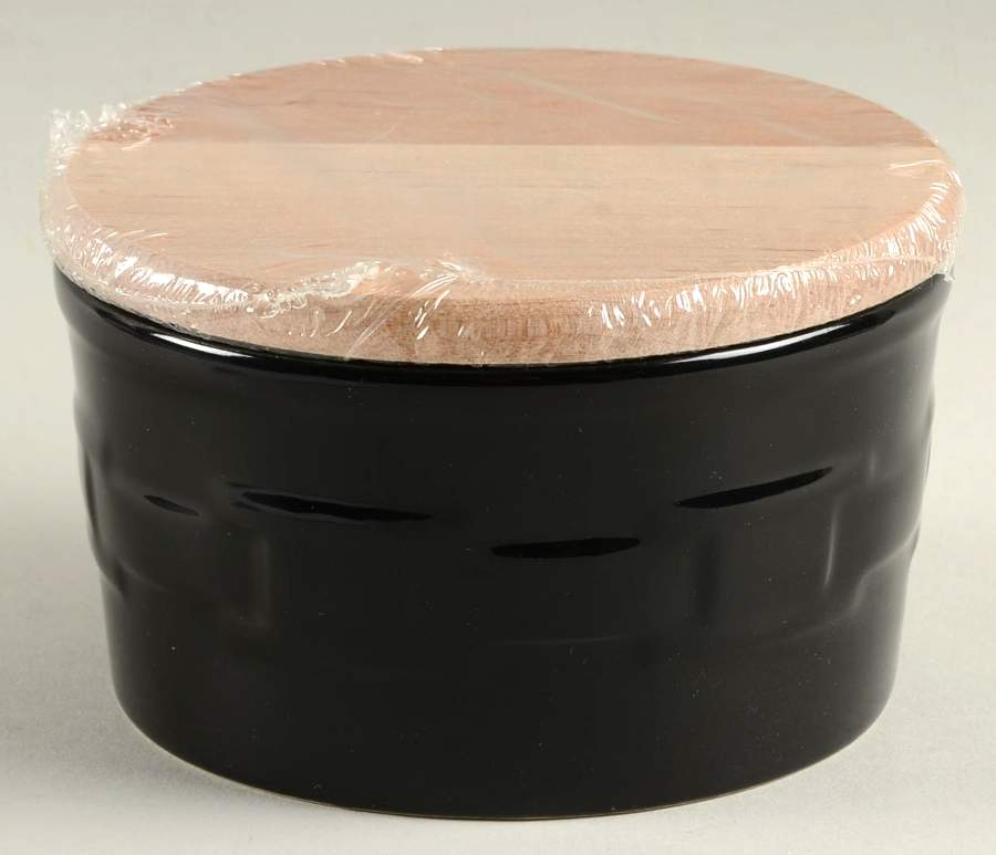 Woven Traditions Ebony Salt Crock & Wood Lid by Longaberger-1