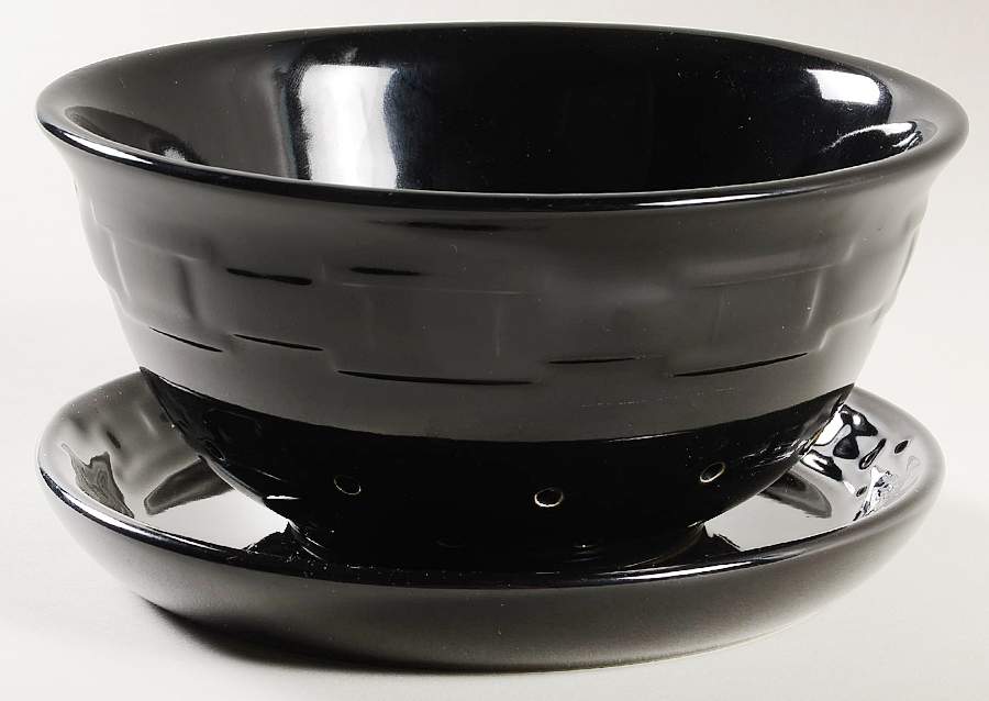 Woven Traditions Ebony Pierced Berry Bowl and Underplate by Longaberger-1