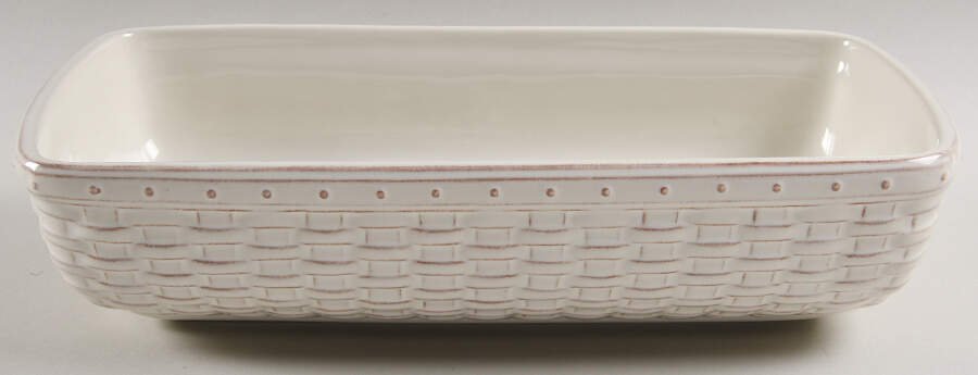 Woven Reflections Ivory 12" Rectangular Vegetable Bowl by Longaberger-1