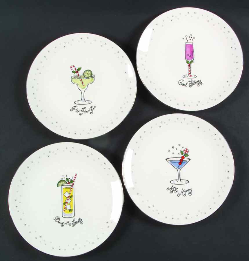 Merry and Bright Cocktail Dessert Plate - Set of 4 Motifs by Lenox-1
