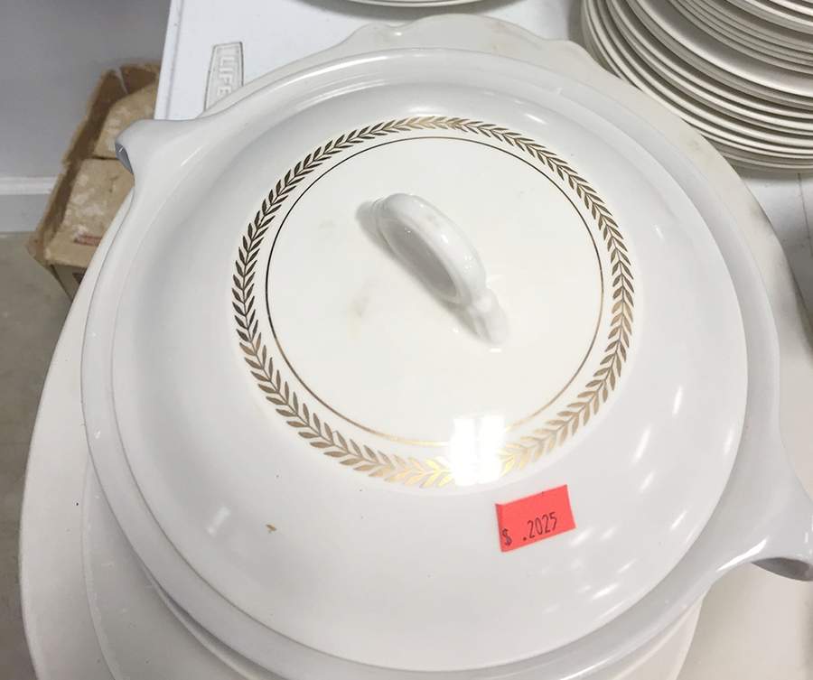 Federal Gray Round Covered Vegetable by Limoges-American-1