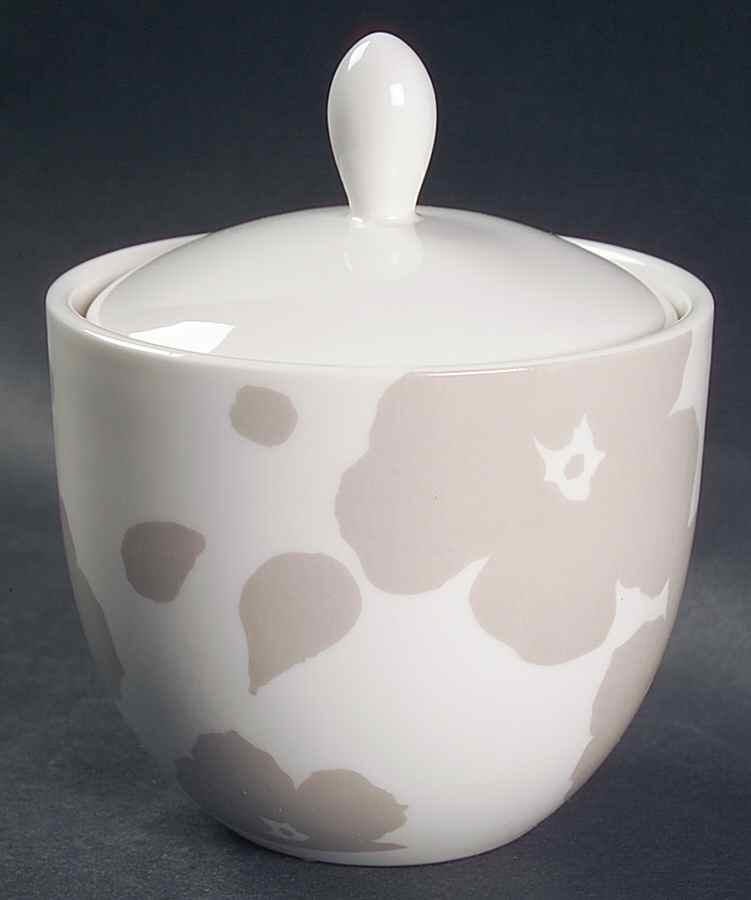 Floral Silhouette Khaki Sugar Bowl & Lid by Lenox-1