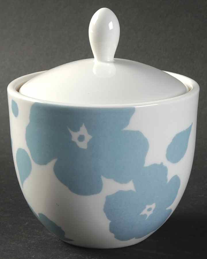 Floral Silhouette Blue Bell Sugar Bowl & Lid by Lenox-1