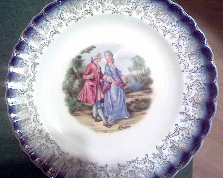 Promenade Mandarin Blue Dinner Plate by Limoges-American-1