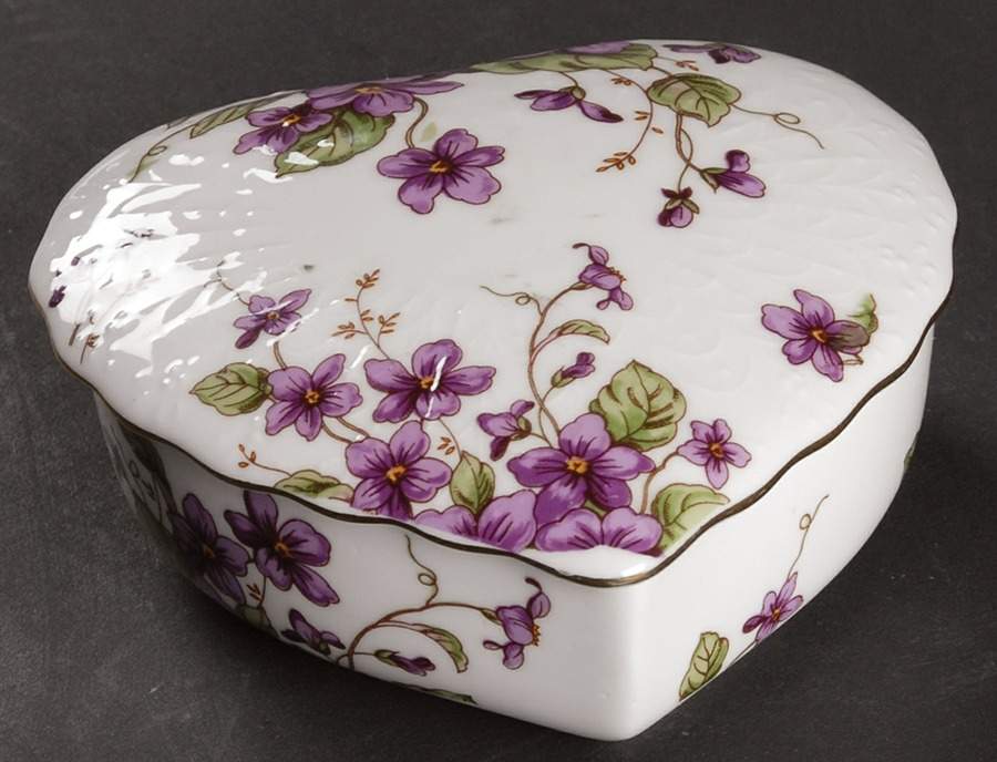 Violet Heart Shape Box & Lid by Lefton-1