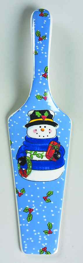Holiday Snowman Solid Ceramic Pie/Cake Server by Lindsey Jordan-1