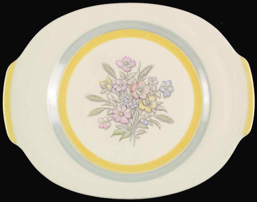 Oslo Surf (Grey Yellow) 12" Oval Serving Platter by Limoges-American-1