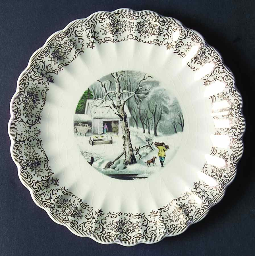 Currier and Ives Filigree (Scallop) Bread & Butter Plate by Limoges-American-1