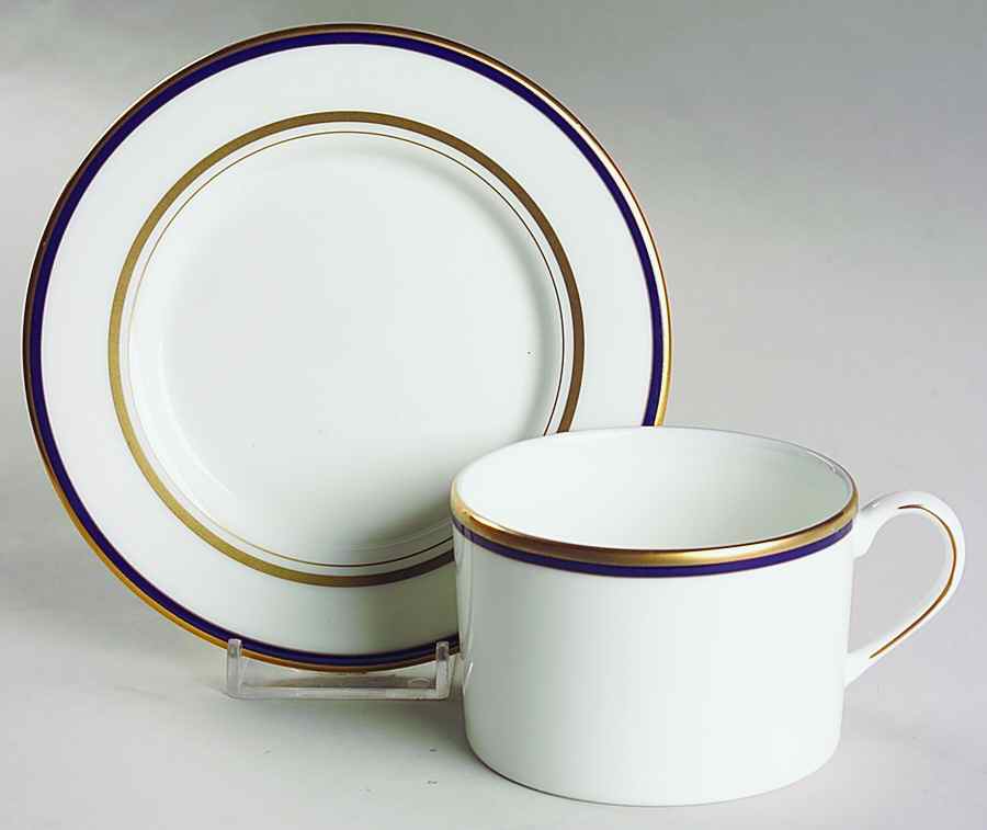 Library Lane Navy Flat Cup & Saucer Set by Lenox-1