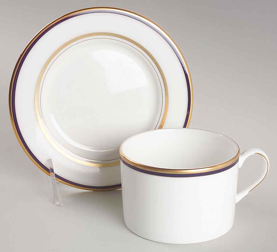 Library Lane Navy Flat Cup & Saucer Set by Lenox-1