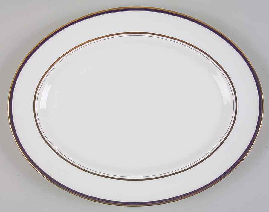 Library Lane Navy 13" Oval Serving Platter by Lenox-1