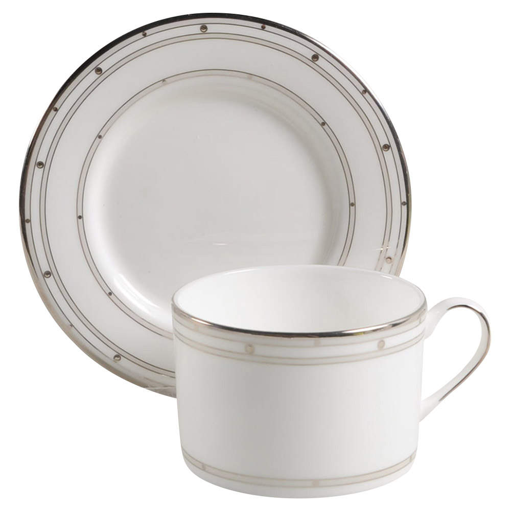 Pebble Point Flat Cup & Saucer Set by Lenox-1