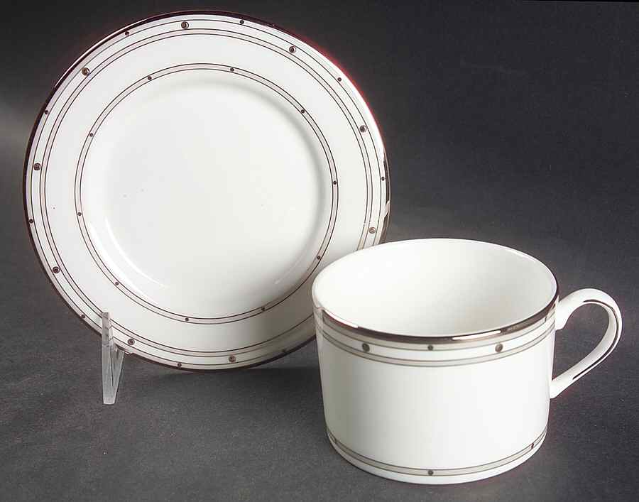 Pebble Point Flat Cup & Saucer Set by Lenox-1