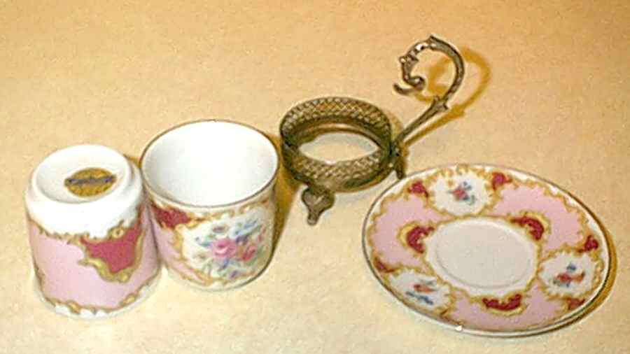 LIM426 Flat Demitasse Cup & Saucer Set by Limoges-French-1