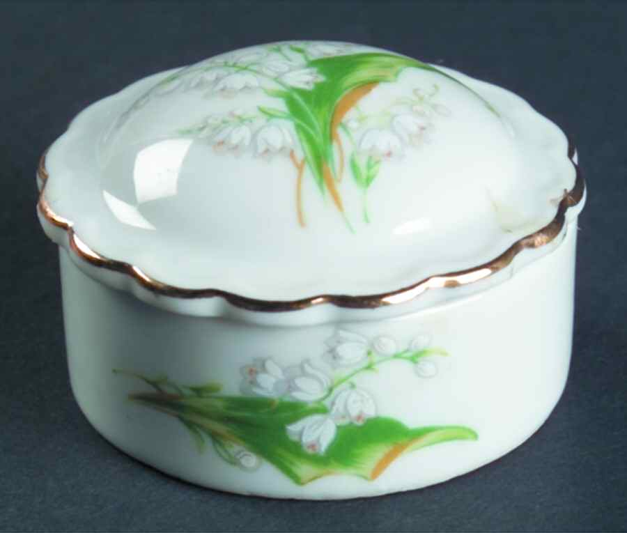 LEF67 (Gold Trim) Trinket Box & Lid by Lefton-1