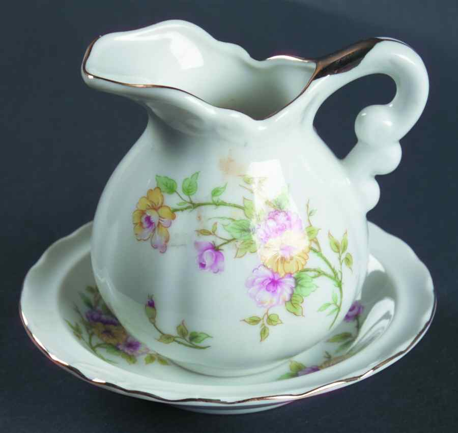 Narcissus Miniature Pitcher and Bowl Set by Lefton-1
