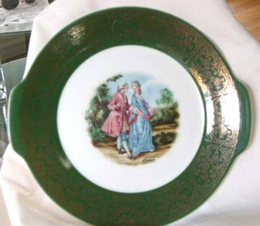 Promenade Green Handled Cake Plate by Limoges-American-1