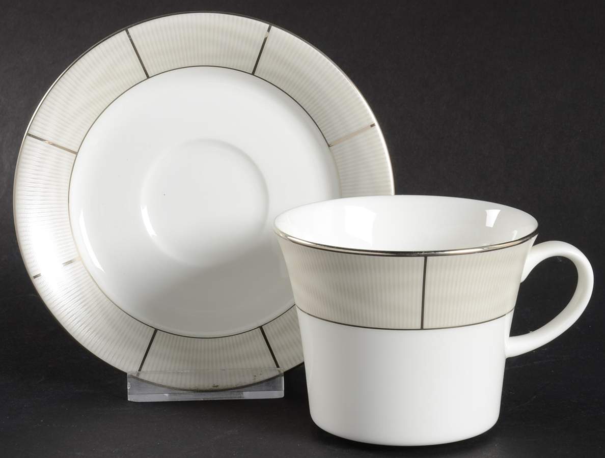 Silk Moire Pearl Flat Cup & Saucer Set by Ralph Lauren China-1