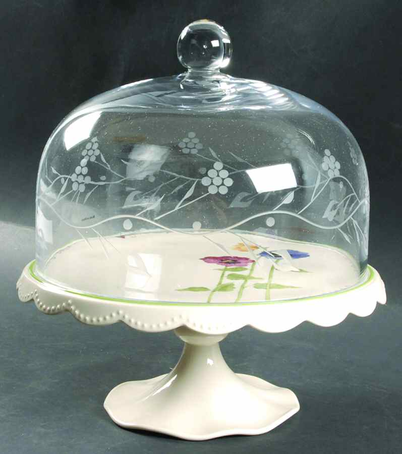 A Proper Tea Cake Plate with Glass Dome by Lenox-1