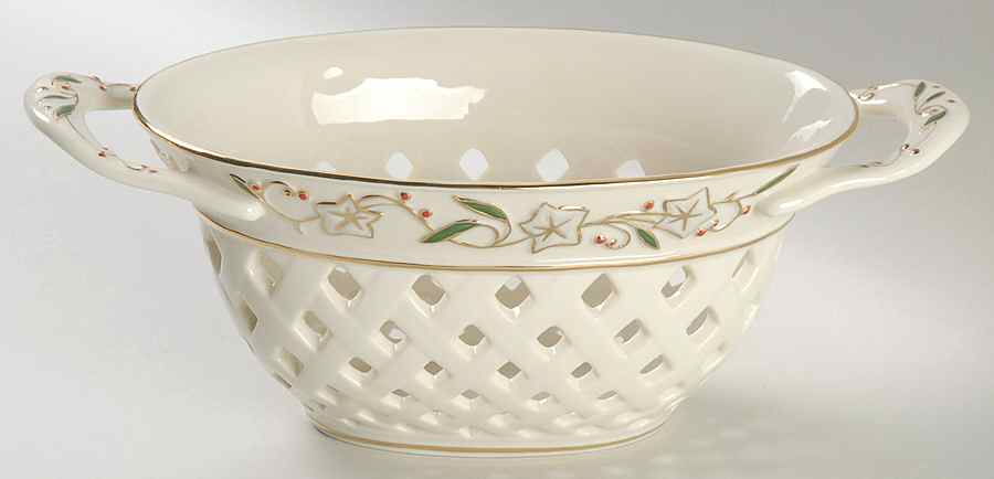 Frosted Berries (Giftware) 7" Oval Pierced Basket by Lenox-1