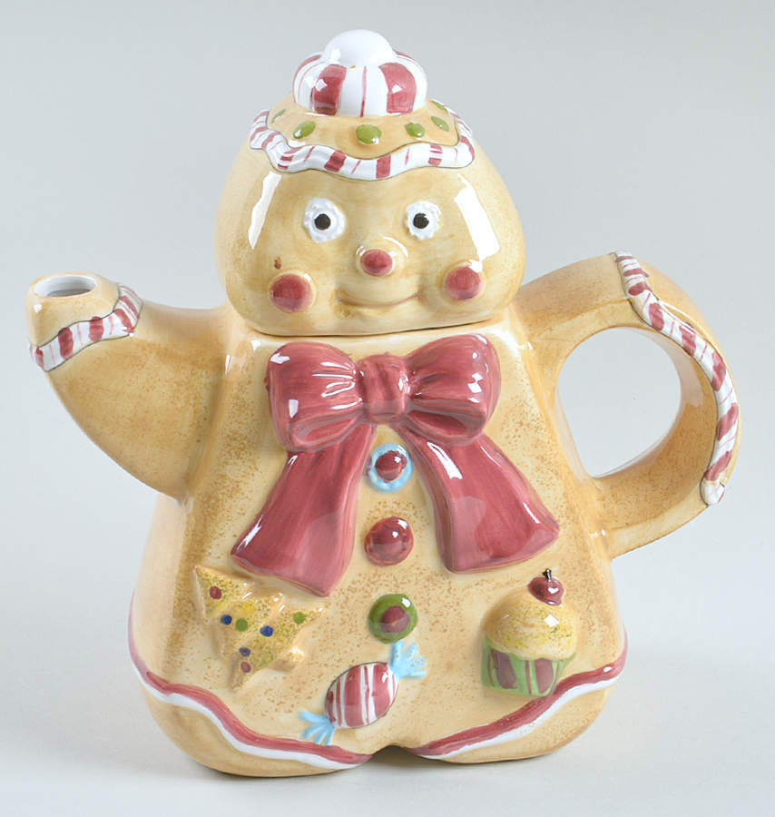 Christmas Treat Figural Teapot & Lid by Laurie Gates-1